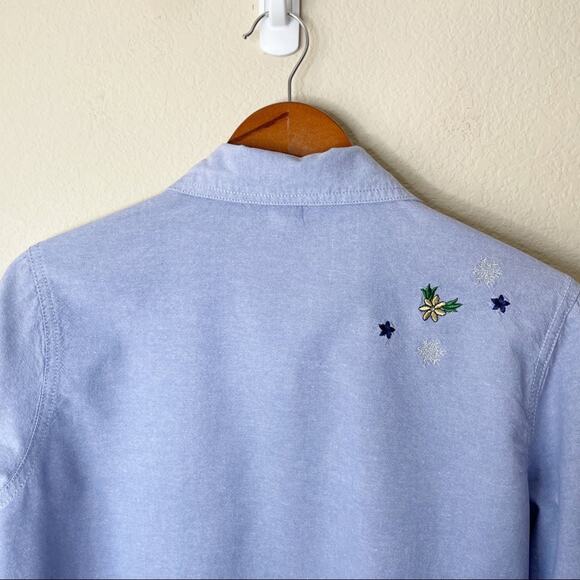 White Stag Embroidery Holidays Christmas Cotton Button Up Shirt Women's M - Picture 7 of 10